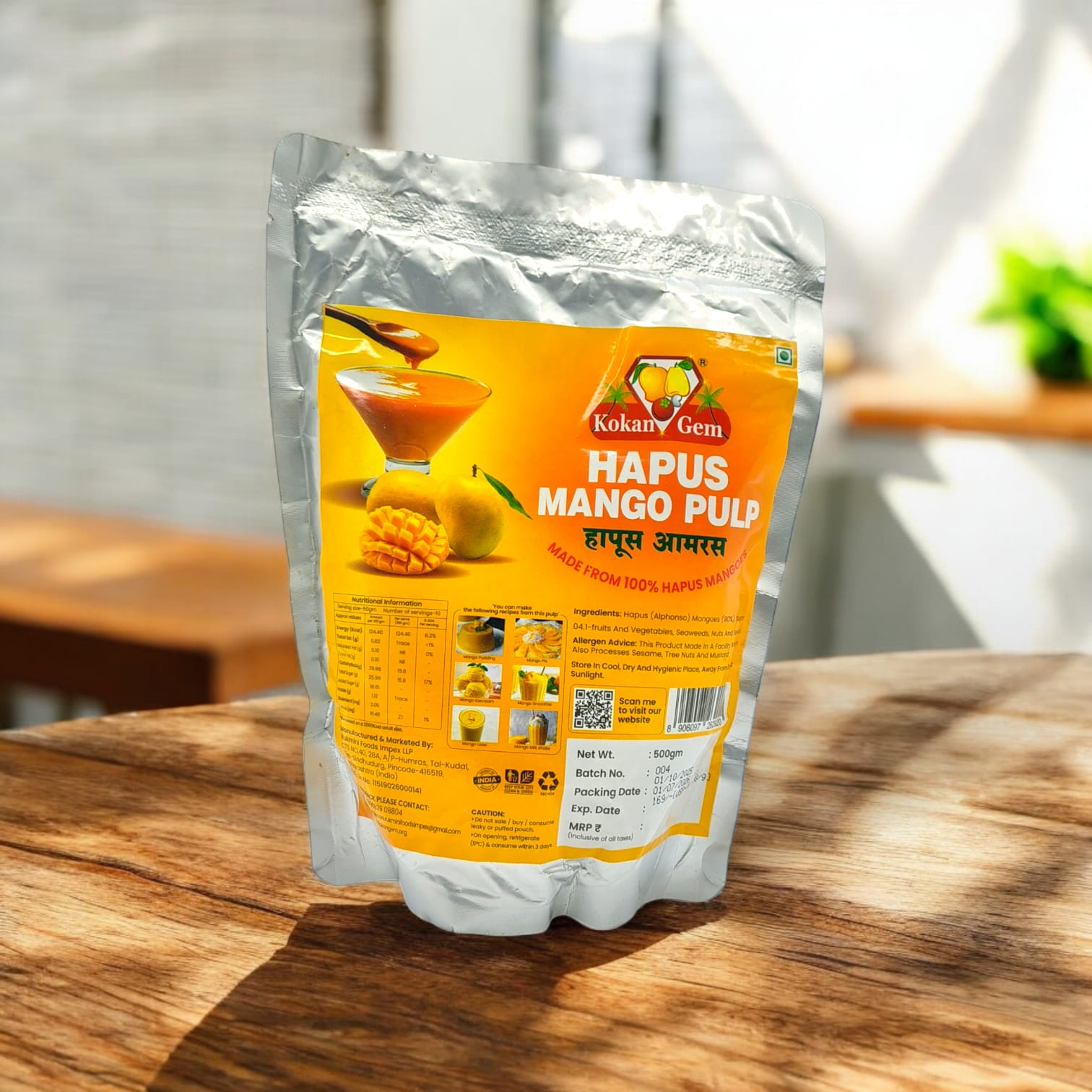 HAPUS MANGO PULP POUCH-500GM