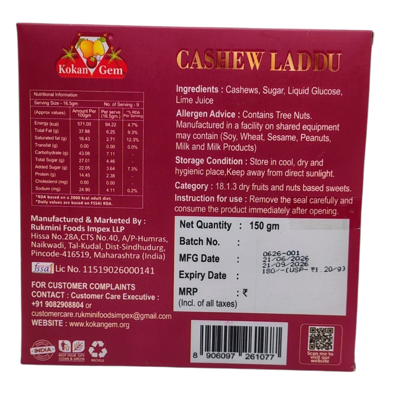 Kokan Gem Cashew Laddu-150Gm - Image 4